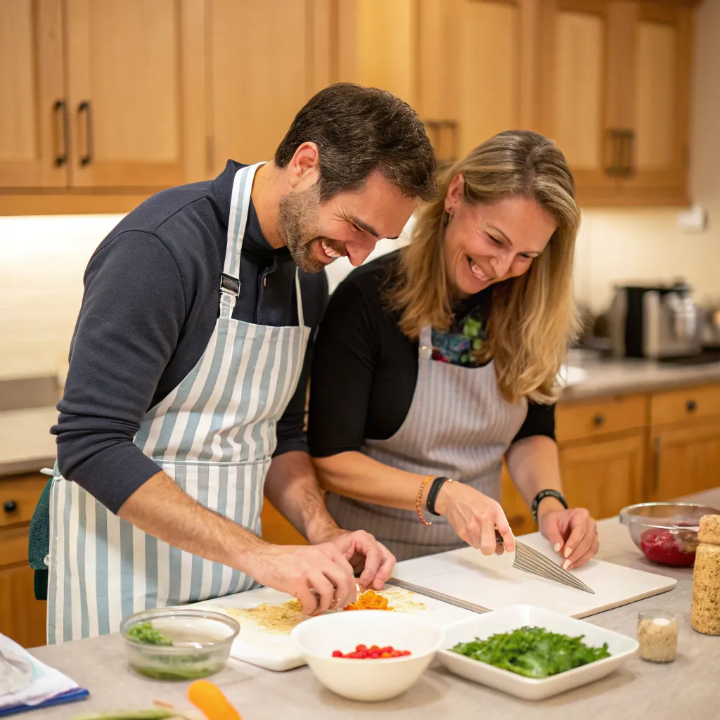 Couple enjoying a cooking class